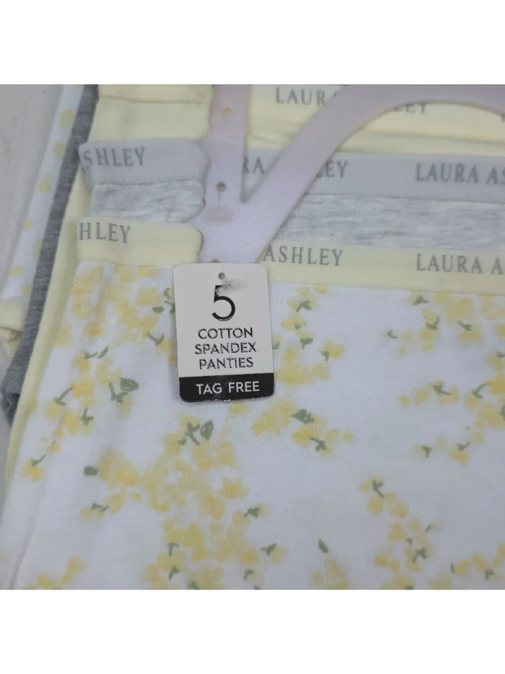 Laura Ashley Womens 5-Pack Tag-Free Medium Panties Briefs Cotton Spandex Yellow